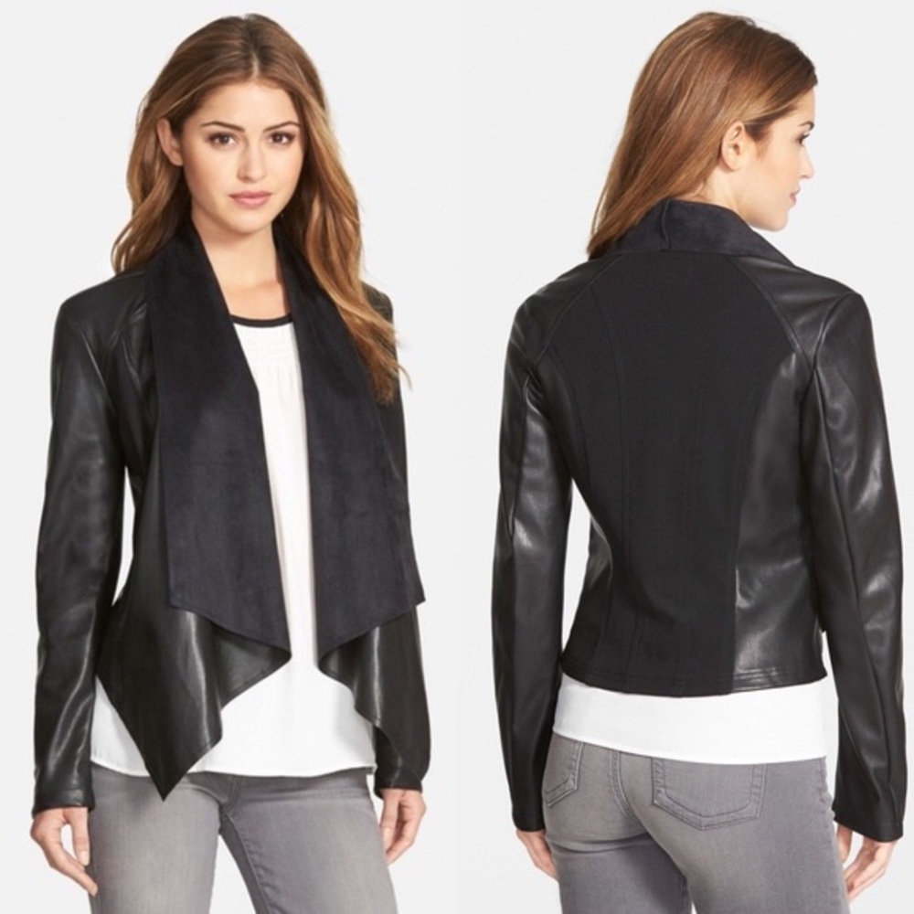 Vegan leather drape jacket